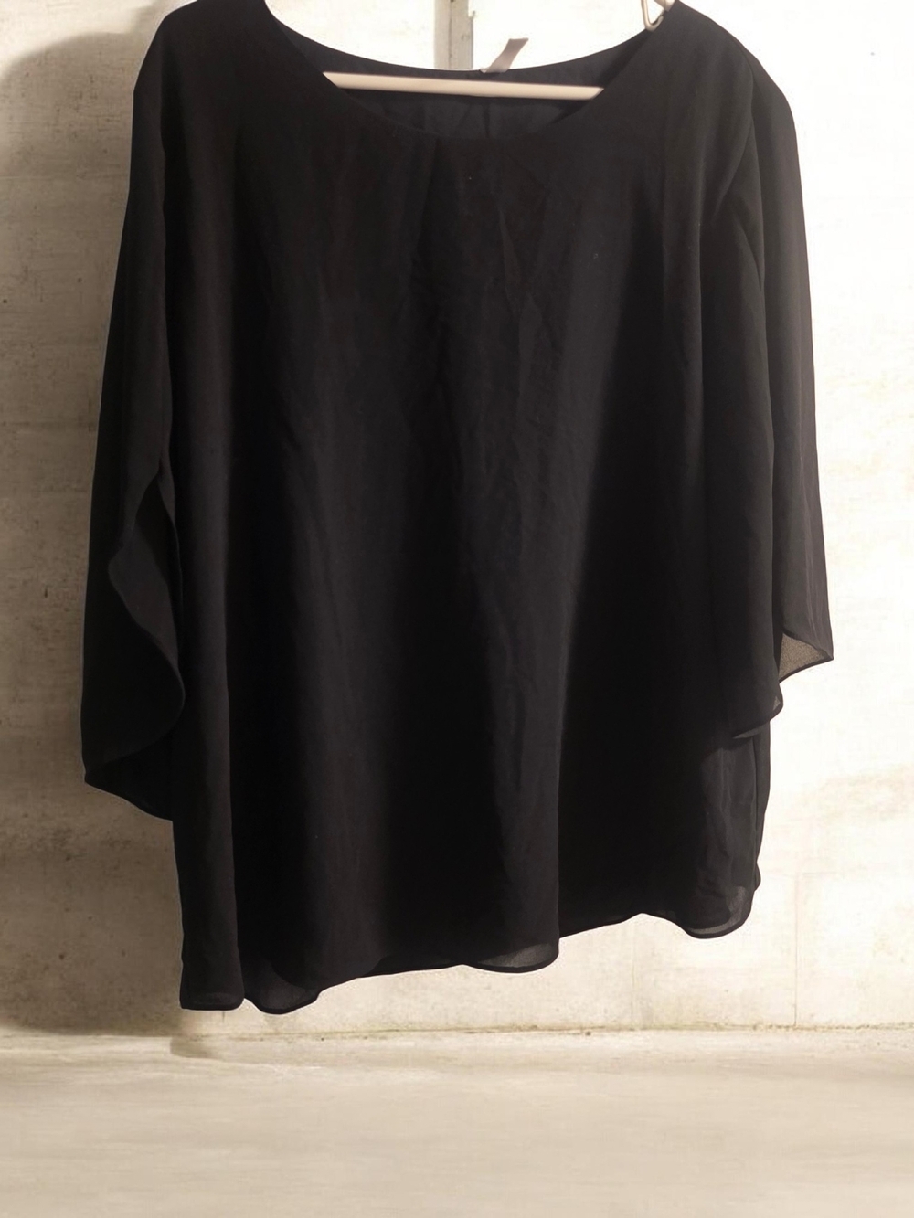 Neineiwu Flowy Black Chaffon  Sheer Blouse With Under Slip 2XL